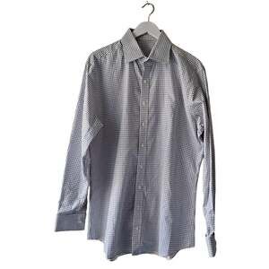 J. Hilburn Made in Italy Rbabich (RTB) Mens White & Gray L/S Button Down Shirt
